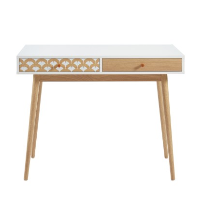 UTAH white and oak effect desk with 2 drawers 39.37 inches