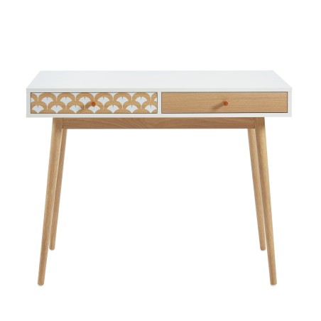 UTAH white and oak effect desk with 2 drawers 39.37 inches