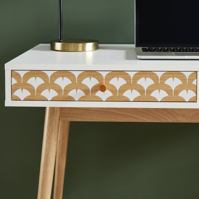 UTAH white and oak effect desk with 2 drawers 39.37 inches UTAH white and oak effect desk with 2 drawers 39.37 inches