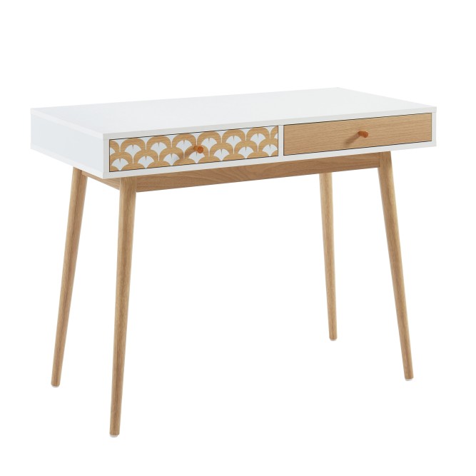 UTAH white and oak effect desk with 2 drawers 39.37 inches UTAH white and oak effect desk with 2 drawers 39.37 inches