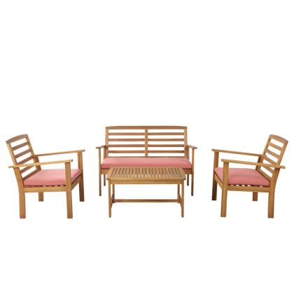 LOMA terracotta color acacia wood 4-seater garden set
