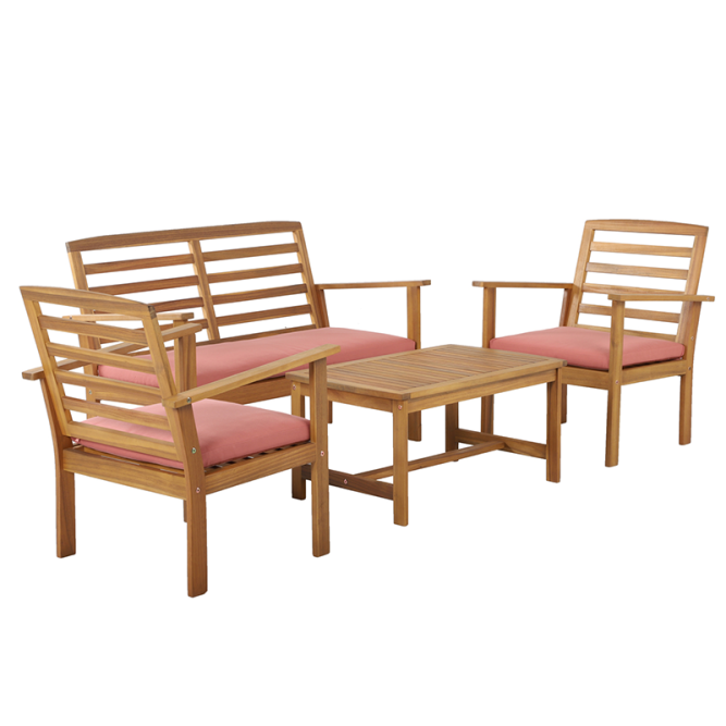 LOMA terracotta color acacia wood 4-seater garden set LOMA terracotta color acacia wood 4-seater garden set