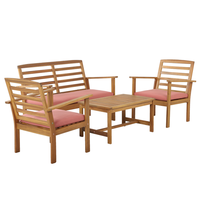 LOMA terracotta color acacia wood 4-seater garden set LOMA terracotta color acacia wood 4-seater garden set