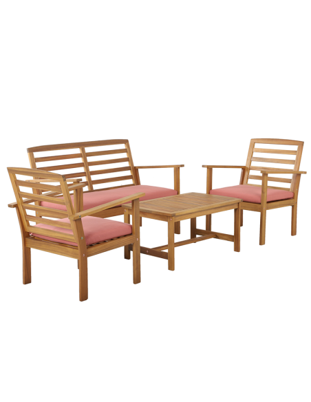 LOMA terracotta color acacia wood 4-seater garden set