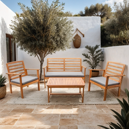 LOMA gray color acacia wood 4-seater garden set 2