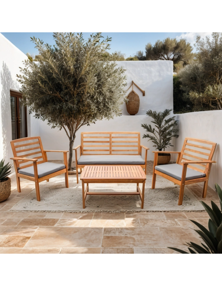 LOMA gray color acacia wood 4-seater garden set