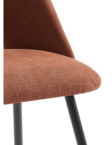 Set of 2 ELISABETH chairs bordeaux fabric black metal legs