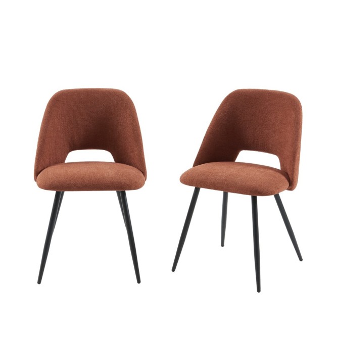 Set of 2 ELISABETH chairs bordeaux fabric black metal legs Set of 2 ELISABETH chairs bordeaux fabric black metal legs