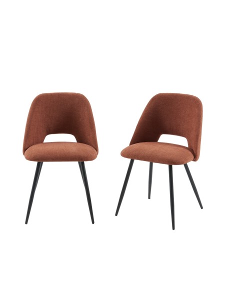 Set of 2 ELISABETH chairs bordeaux fabric black metal legs