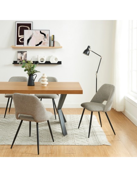 Set of 2 ELISABETH chairs gray fabric black metal legs