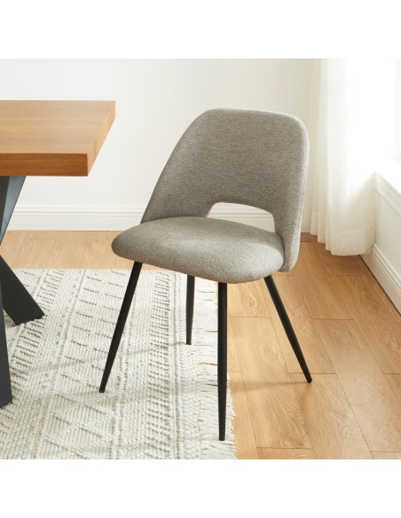 Set of 2 ELISABETH chairs gray fabric black metal legs