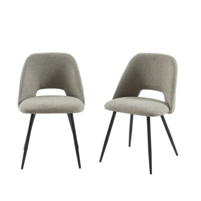 Set of 2 ELISABETH chairs gray fabric black metal legs Set of 2 ELISABETH chairs gray fabric black metal legs