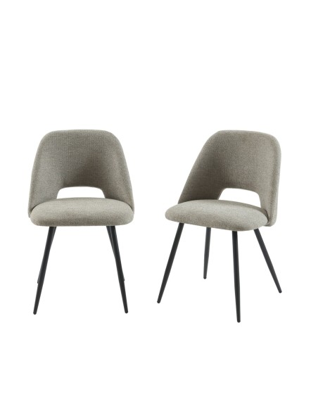 Set of 2 ELISABETH chairs gray fabric black metal legs