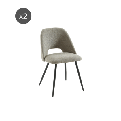 Set of 2 ELISABETH chairs gray fabric black metal legs