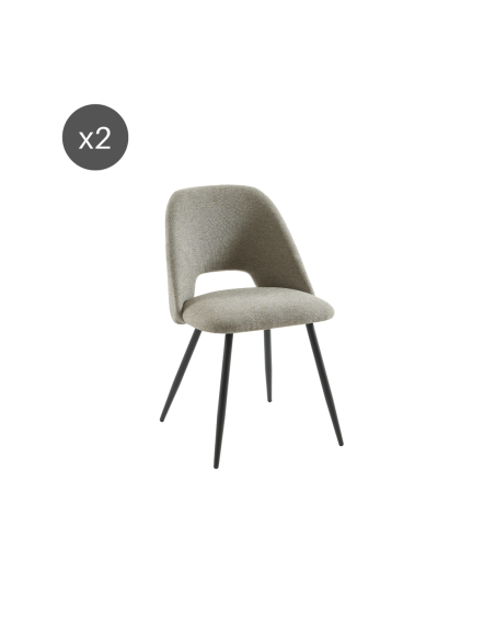 Set of 2 ELISABETH chairs gray fabric black metal legs