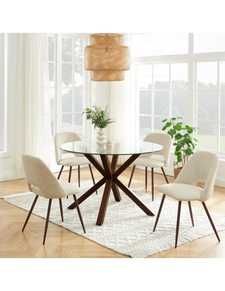 Set of 2 ELISABETH chairs beige fabric oak effect legs