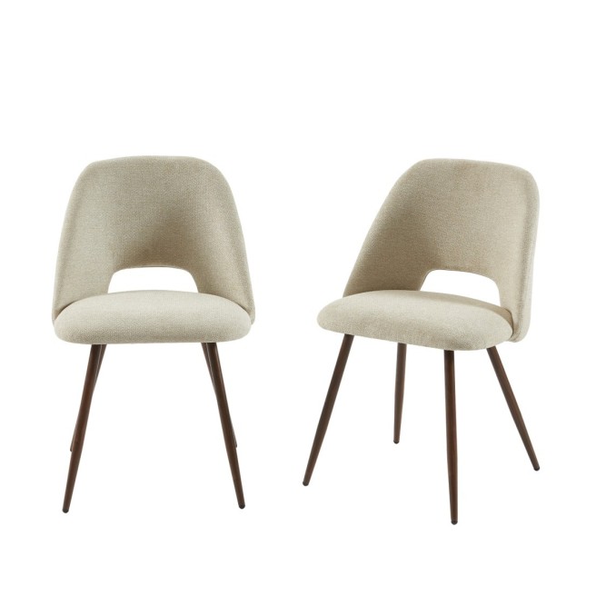 Set of 2 ELISABETH chairs beige fabric oak effect legs Set of 2 ELISABETH chairs beige fabric oak effect legs