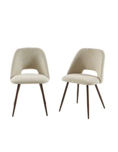 Set of 2 ELISABETH chairs beige fabric oak effect legs