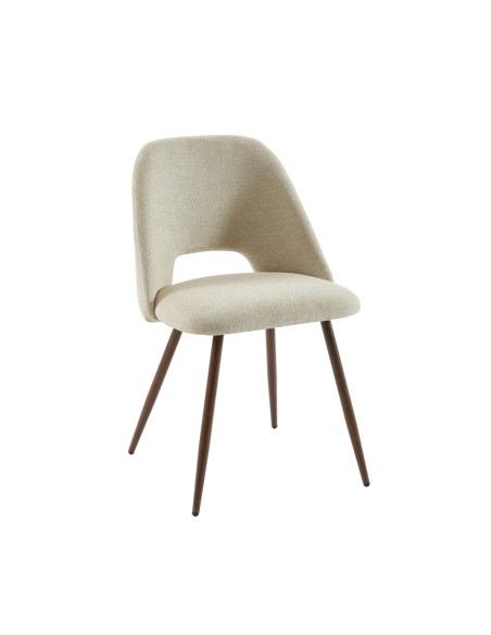 Set of 2 ELISABETH chairs beige fabric oak effect legs