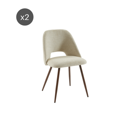 Set of 2 ELISABETH chairs beige fabric oak effect legs