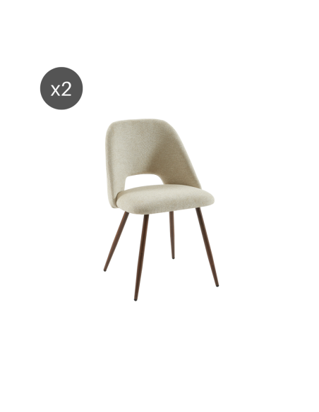Set of 2 ELISABETH chairs beige fabric oak effect legs
