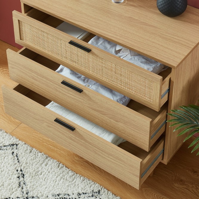 AMANA rattan cane 3-drawer chest 31.5 inches AMANA rattan cane 3-drawer chest 31.5 inches