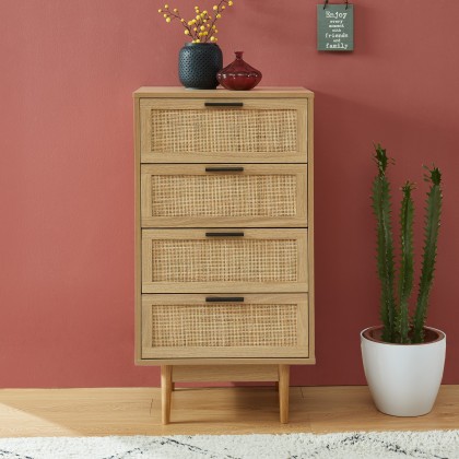 AMANA rattan cane 4-drawer chest 19.69 inches 2