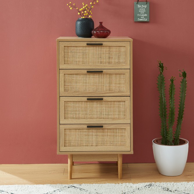 AMANA rattan cane 4-drawer chest 19.69 inches AMANA rattan cane 4-drawer chest 19.69 inches