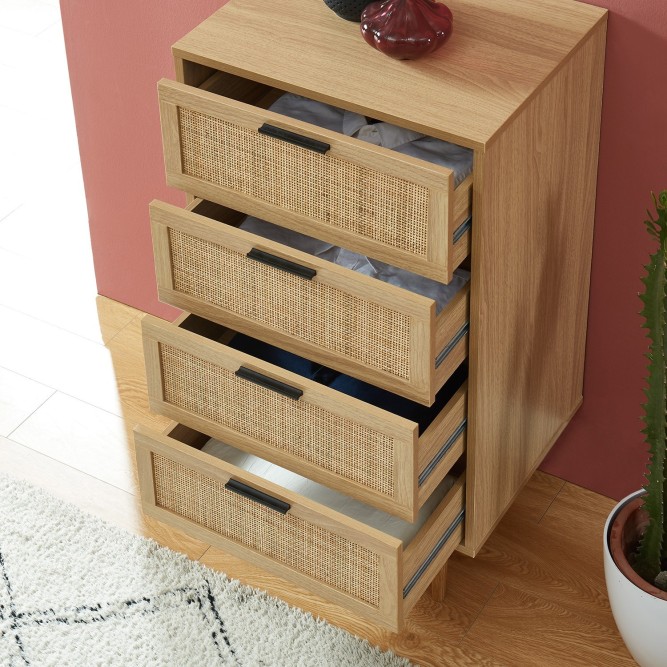 AMANA rattan cane 4-drawer chest 19.69 inches AMANA rattan cane 4-drawer chest 19.69 inches