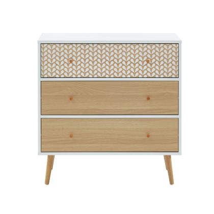 CAPUCINE white and oak effect 3-drawer chest 30.71 inches