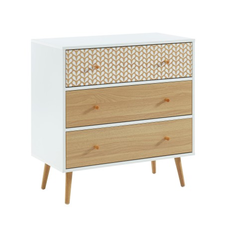 CAPUCINE white and oak effect 3-drawer chest 30.71 inches