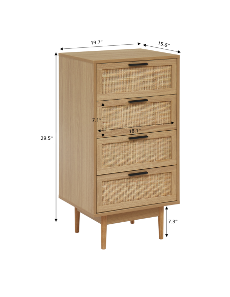 AMANA rattan cane 4-drawer chest 19.69 inches