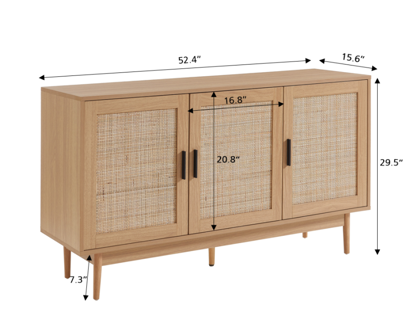 AMANA rattan cane 3-door buffet