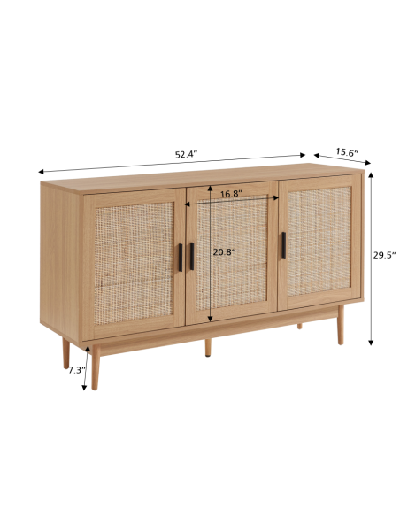 AMANA rattan cane 3-door buffet