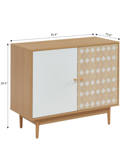 LEIKA white and oak effect sideboard 2 doors 35.43 inches