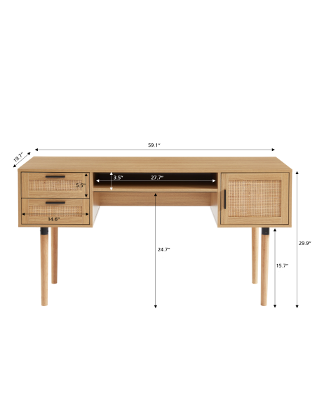 AMANA straight rattan cane desk l59.05 inches