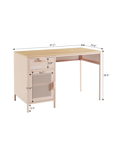PANTONE metal blush pink desk 47.24 inches