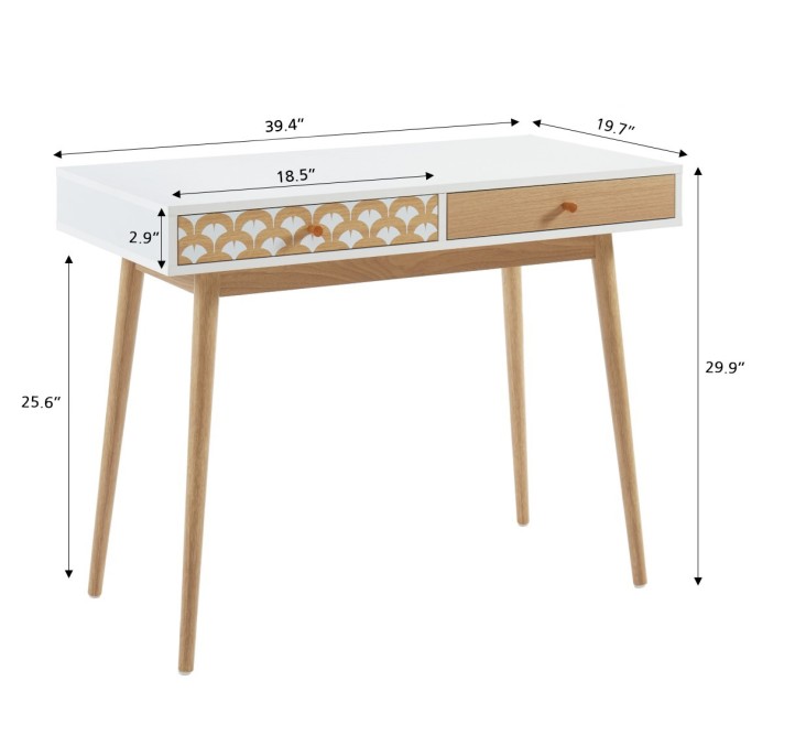 UTAH white and oak effect desk with 2... UTAH white and oak effect desk with 2...