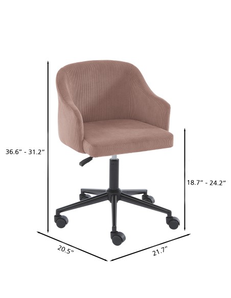 BARNABE office chair old rose ribbed velvet