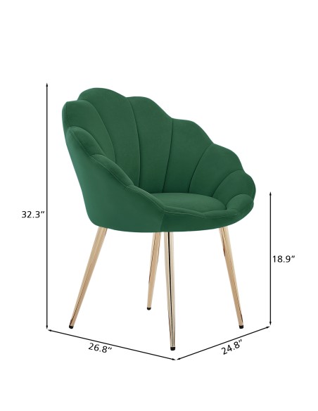 CORAIL pine green velvet armchair with gold legs