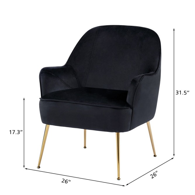 MARCELINO black velvet armchair with... MARCELINO black velvet armchair with...
