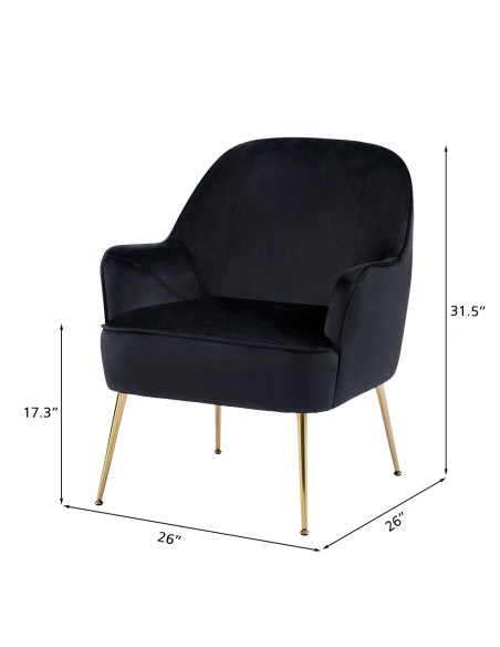 MARCELINO black velvet armchair with gold legs