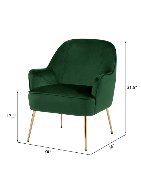 MARCELINO green velvet armchair with gold legs