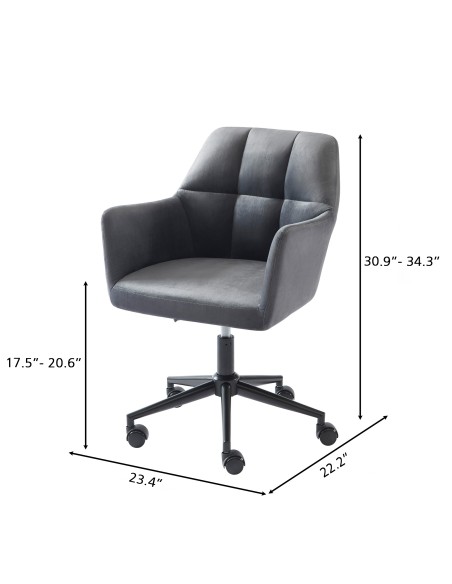 MONACO office chair anthracite gray velvet with black legs