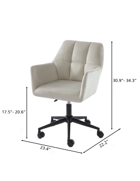 MONACO office chair pearl gray velvet with black legs