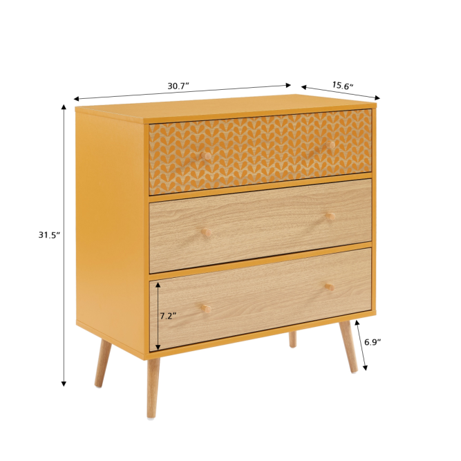 CAPUCINE ocher and oak effect chest... CAPUCINE ocher and oak effect chest...