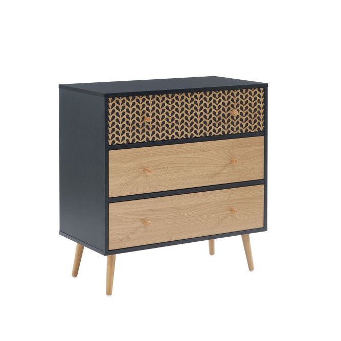CAPUCINE black and oak effect 3-drawer chest 30.71 inches CAPUCINE black and oak effect 3-drawer chest 30.71 inches