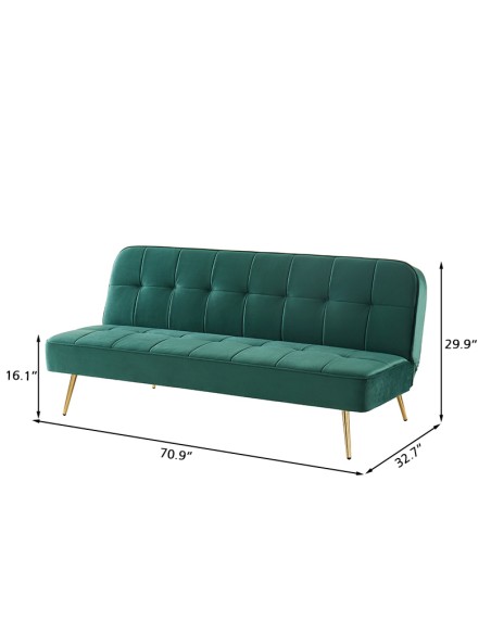 AROMA bench green velvet 3-seat convertible