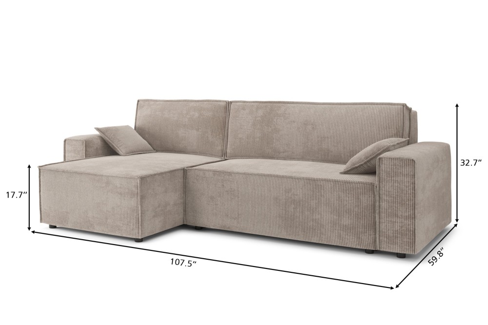 MARIUS corner convertible sofa greige...