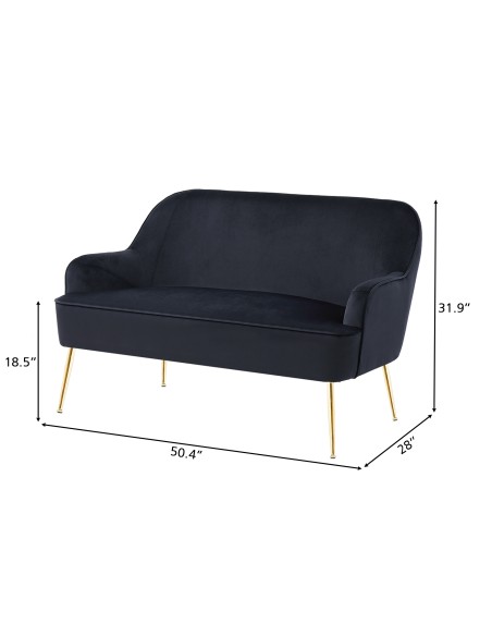 MARCELINO straight sofa fixed black velvet